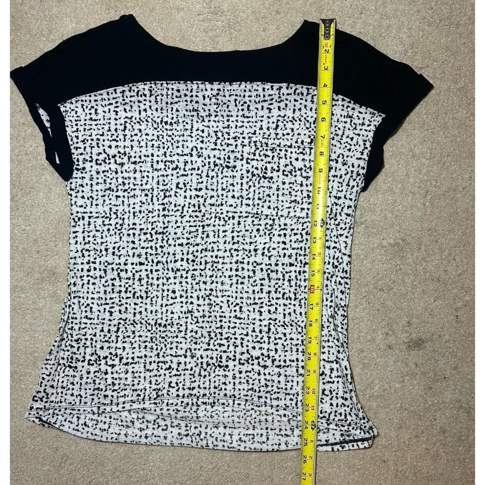 Calvin Klein Top Women’s Large Black And White Dot Print Color Block Pocket - Picture 6 of 13